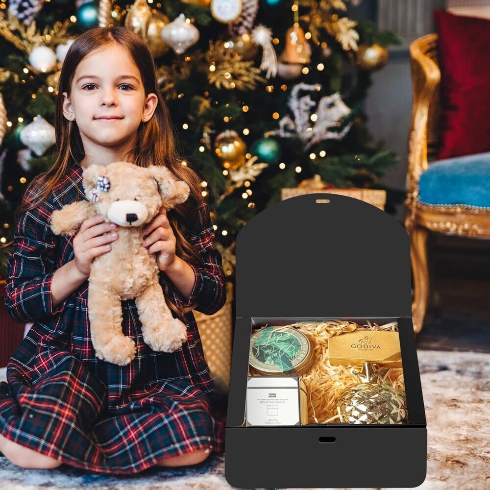 10 PCS Boxes with Lids, 10.6x7.8x3.1 Inch Kraft Paper, Black Gift Boxes with Rib - Picture 7 of 8
